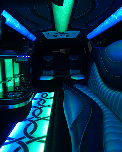 Inside a limo from our limousine service