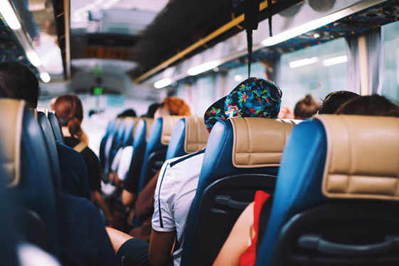 interior of one of our charter buses