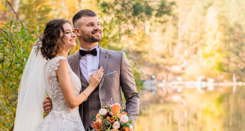 Bride and groom after the wedding