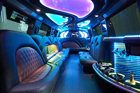 Cooler and hardwood floor on the limo