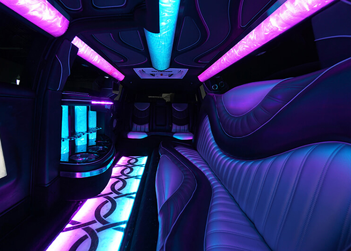 Inside a luxury limo